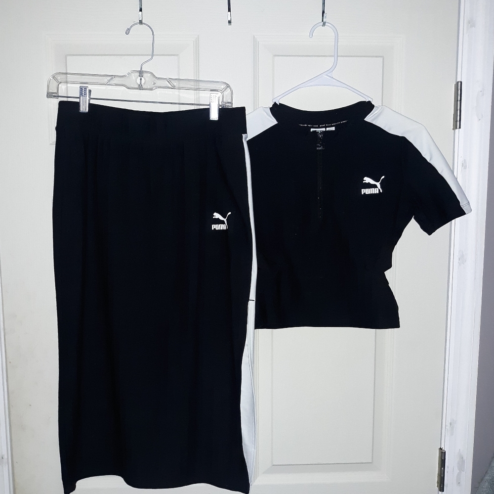 Puma Classic Ribbed Cut Out Skirt and Top Outfit